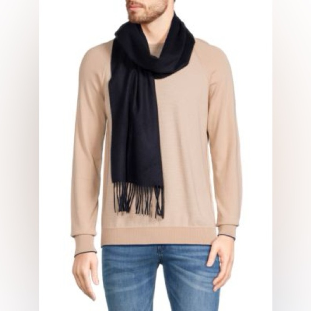 PORTOLANO Fringed Cashmere Scarf From Sarah Length 72” approximately Unisex. NWT - Picture 4 of 9